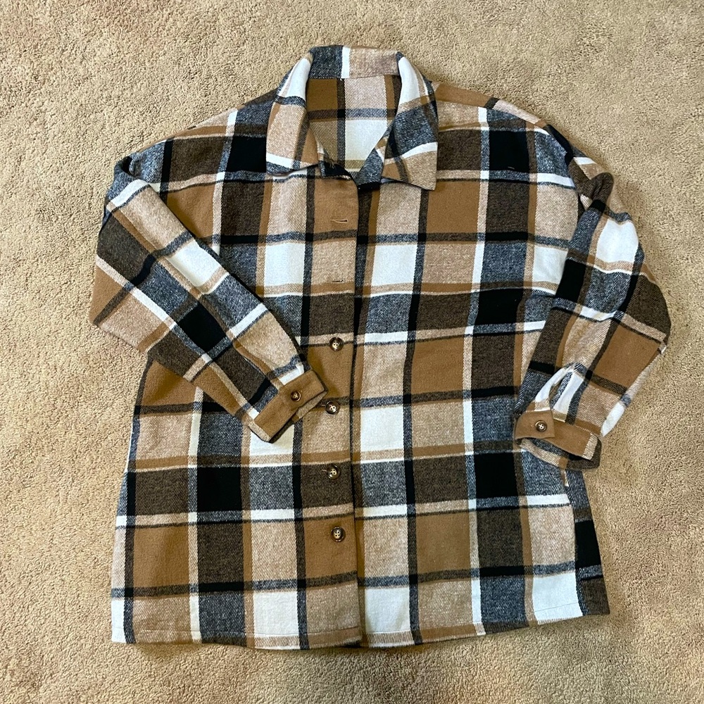 XL Flannel Shacket with pockets